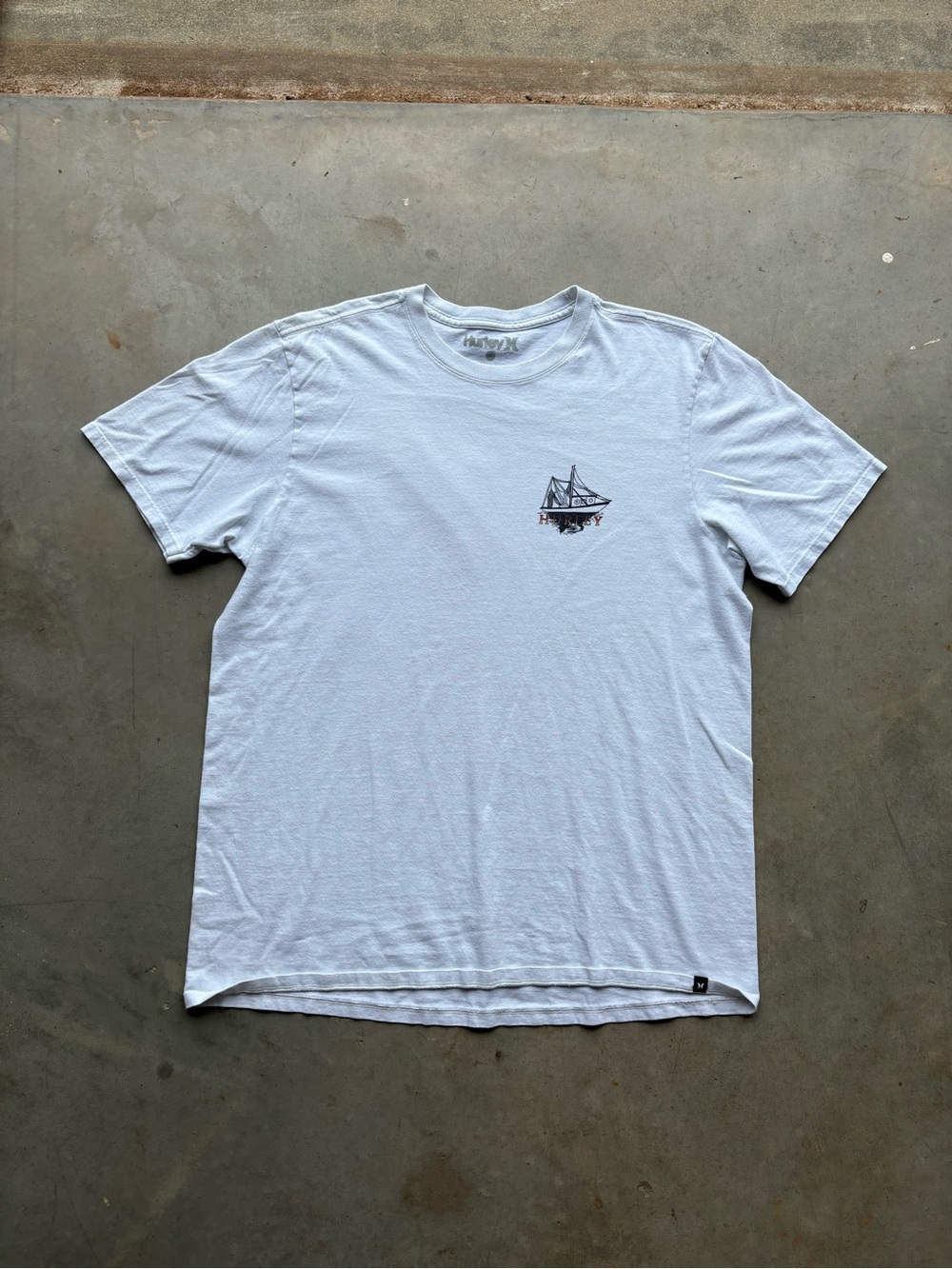 Hurley White Short Sleeve Tee with Sailboat Graphic